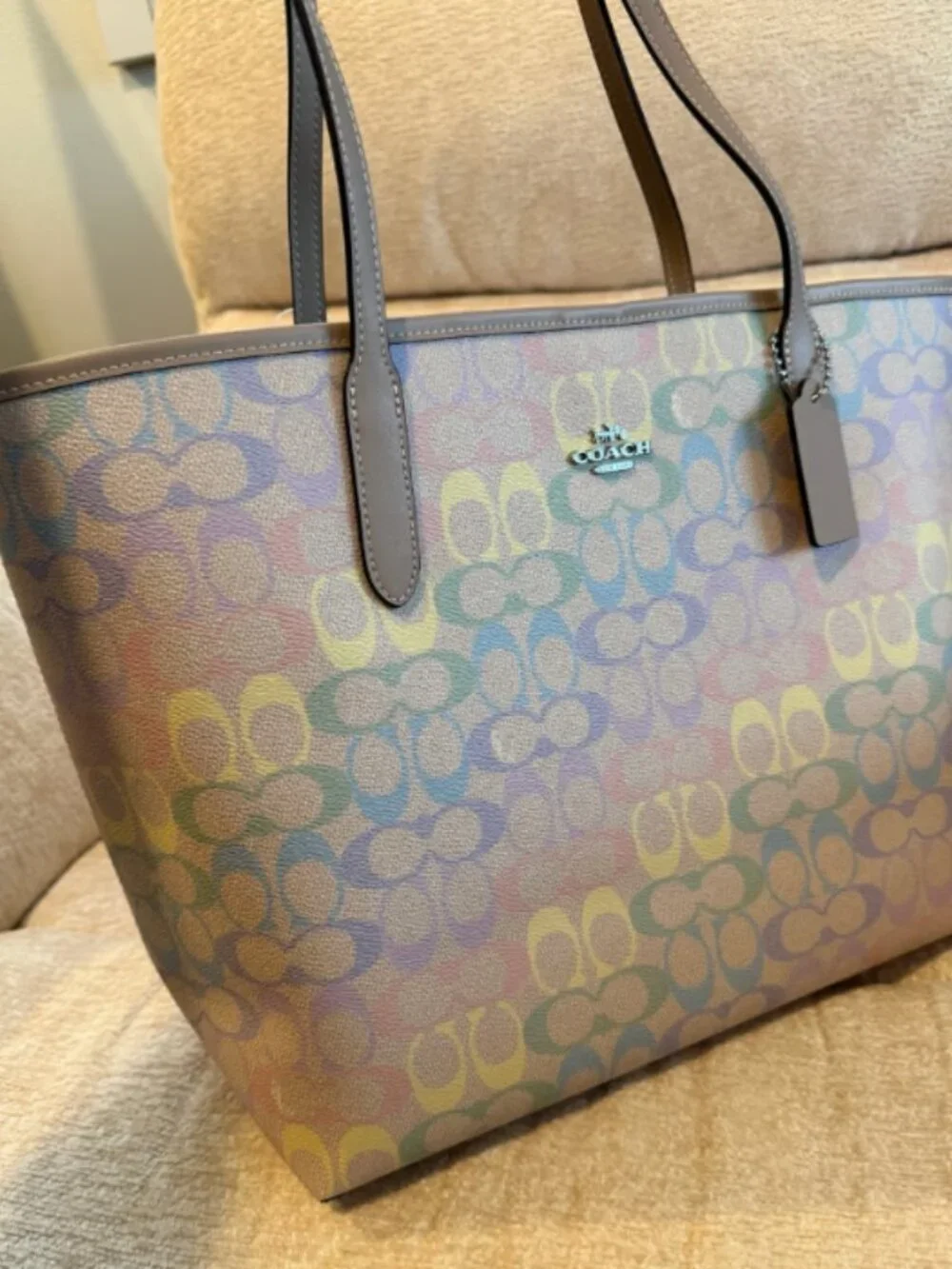 Coach Rainbow Signature Canvas Tote Bag